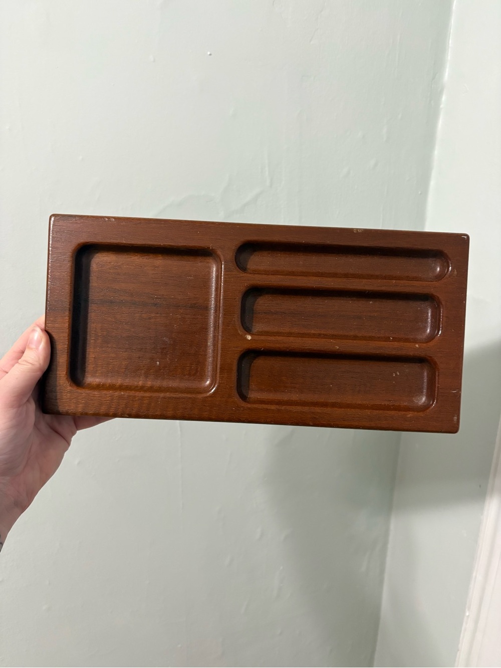 Source Unknown wooden jewelry organizer tray in brown